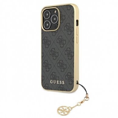 Originalus Guess dėklas GUHCP13XGF4GGR iPhone 13 Pro Max 6,7" Pilkas 4G Charms Collection 1