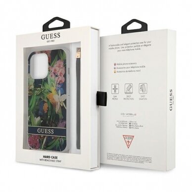 Dėklas Guess GUHCP13XHFLSB iPhone 13 Pro Max Flower Strap 7