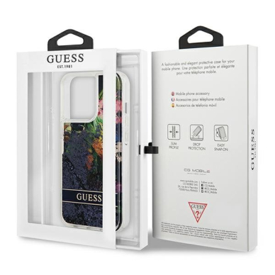 Dėklas Guess Flower Liquid Glitter GUHCP13XLFLSB iPhone 13 Pro Max Mėlynas 7