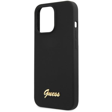 Dėklas Guess Silicone Script Gold Logo GUHCP13XLSLMGBK iPhone 13 Pro Max Juodas 5