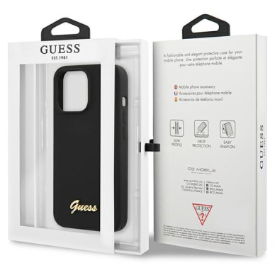 Dėklas Guess Silicone Script Gold Logo GUHCP13XLSLMGBK iPhone 13 Pro Max Juodas 7