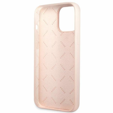 Dėklas Guess Silicone Script Gold Logo GUHCP13XLSLMGLP iPhone 13 Pro Max Rožinis 7