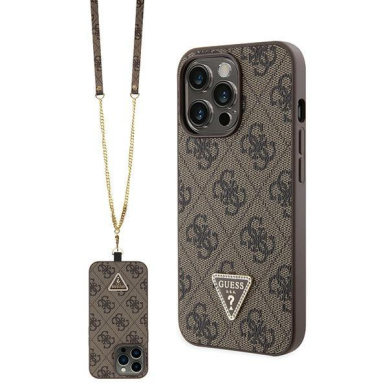 Originalus dėklas Guess GUHCP13XP4TDSCPW case skirta iPhone 13 Pro Max 6.7  - Rudas Crossbody 4G Metal Logo