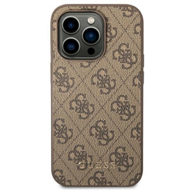 Dėklas Guess GUHCP14LG4GFBR iPhone 14 Pro 6.1 &quot; Rudas hard case 4G Metal Gold Logo 2