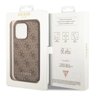 Dėklas Guess GUHCP14LG4GFBR iPhone 14 Pro 6.1 &quot; Rudas hard case 4G Metal Gold Logo 7