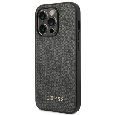 Dėklas Guess 4G Metal Gold Logo GUHCP14LG4GFGR iPhone 14 Pro Pilkas 1