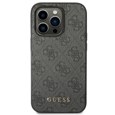 Dėklas Guess 4G Metal Gold Logo GUHCP14LG4GFGR iPhone 14 Pro Pilkas 2