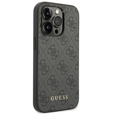 Dėklas Guess 4G Metal Gold Logo GUHCP14LG4GFGR iPhone 14 Pro Pilkas 3