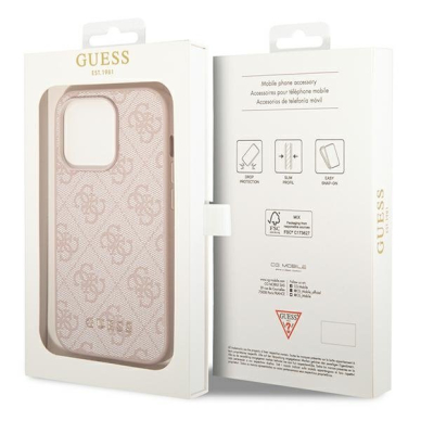 Dėklas Guess 4G Metal Gold Logo GUHCP14LG4GFPI iPhone 14 Pro Rožinis 4