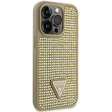 Dėklas Guess Rhinestone Triangle GUHCP14LHDGTPD iPhone 14 Pro Auksinis 3