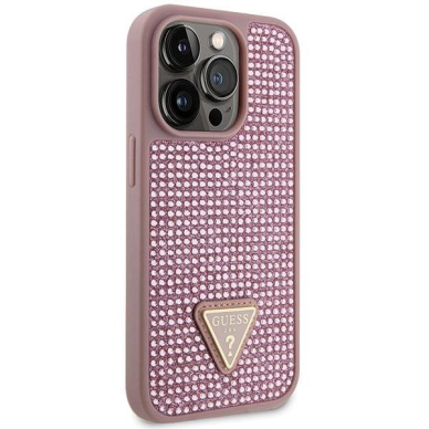 Dėklas Guess Rhinestone Triangle GUHCP14LHDGTPP iPhone 14 Pro Rožinis 3