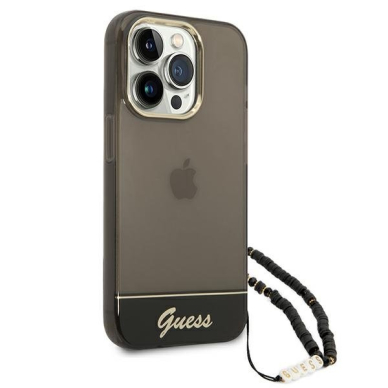 Dėklas Guess Translucent Pearl Strap GUHCP14LHGCOHK iPhone 14 Pro Juodas 1