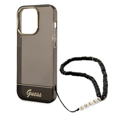 Dėklas Guess Translucent Pearl Strap GUHCP14LHGCOHK iPhone 14 Pro Juodas 5