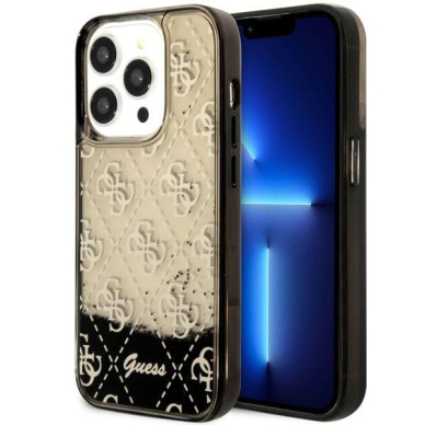 Dėklas Guess Liquid Glitter 4G Transculent GUHCP14LLC4PSGK iPhone 14 Pro Juodas