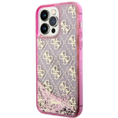 Dėklas Guess Liquid Glitter 4G Transculent GUHCP14LLC4PSGP iPhone 14 Pro Rožinis 1