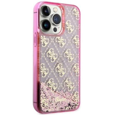 Dėklas Guess Liquid Glitter 4G Transculent GUHCP14LLC4PSGP iPhone 14 Pro Rožinis 3