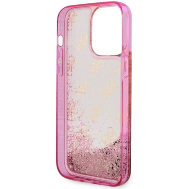 Dėklas Guess Liquid Glitter 4G Transculent GUHCP14LLC4PSGP iPhone 14 Pro Rožinis 6