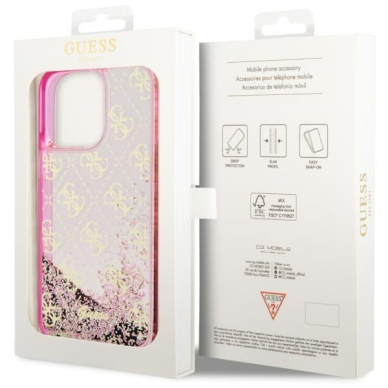 Dėklas Guess Liquid Glitter 4G Transculent GUHCP14LLC4PSGP iPhone 14 Pro Rožinis 7