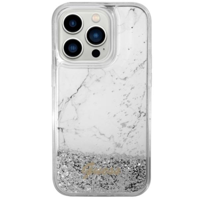 Dėklas Guess Liquid Glitter Marble GUHCP14LLCSGSGH iPhone 14 Pro Baltas 2