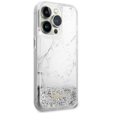 Dėklas Guess Liquid Glitter Marble GUHCP14LLCSGSGH iPhone 14 Pro Baltas 3