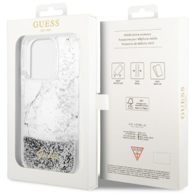 Dėklas Guess Liquid Glitter Marble GUHCP14LLCSGSGH iPhone 14 Pro Baltas 7