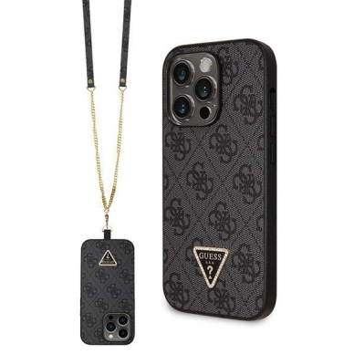 Originalus dėklas Guess GUHCP14LP4TDSCPK case skirta iPhone 14 Pro - Juodas Crossbody 4G Metal Logo