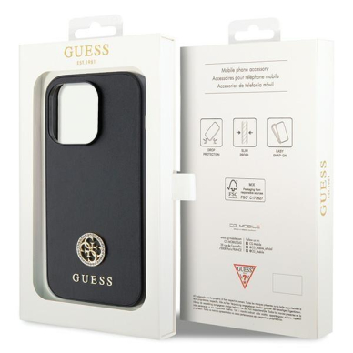 Dėklas Guess Strass Metal Logo GUHCP14LPS4DGPK iPhone 14 Pro - Juodas 7