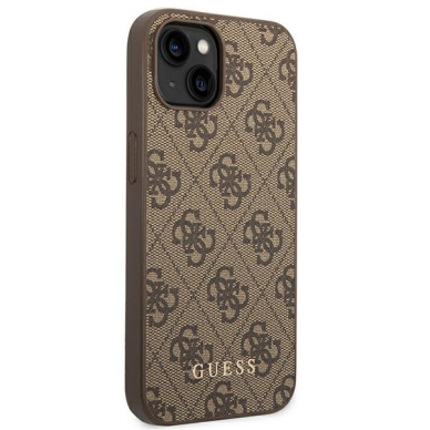 Dėklas Guess 4G Metal Gold Logo GUHCP14MG4GFBR iPhone 14 Plus Rudas 3