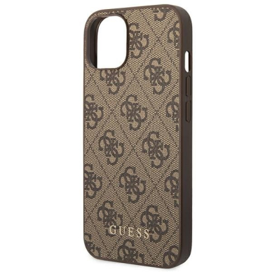 Dėklas Guess 4G Metal Gold Logo GUHCP14MG4GFBR iPhone 14 Plus Rudas 6