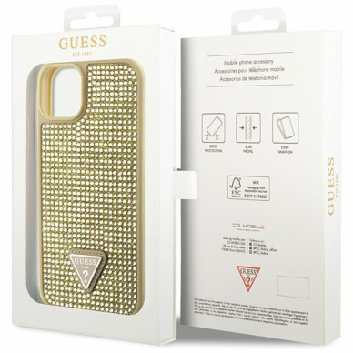 Dėklas Guess Rhinestone Triangle GUHCP14MHDGTPD iPhone 14 Plus Auksinis 7