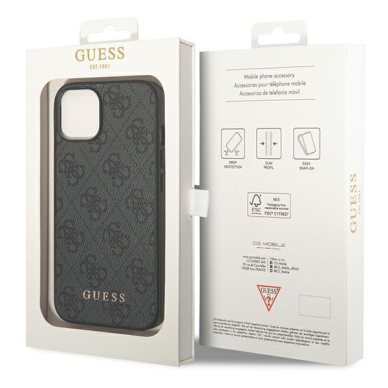 Dėklas Guess 4G Metal Gold Logo GUHCP14SG4GFGR iPhone 14 Pilkas 4