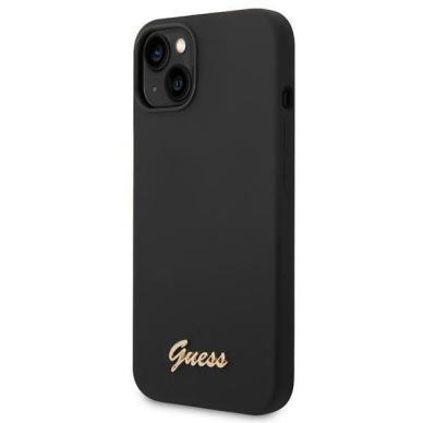 Dėklas Guess GUHCP14SSLSMK iPhone 14 6.1&quot; Juodas/Juodas hard case Silicone Vintage Auksinis Logo 1