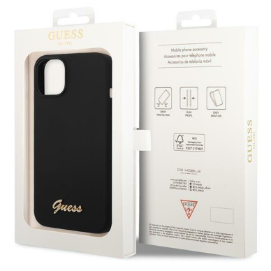 Dėklas Guess GUHCP14SSLSMK iPhone 14 6.1&quot; Juodas/Juodas hard case Silicone Vintage Auksinis Logo 7