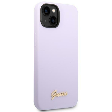 Dėklas Guess Silicone Vintage Gold Logo GUHCP14SSLSMU iPhone 14 Purpurinis 3