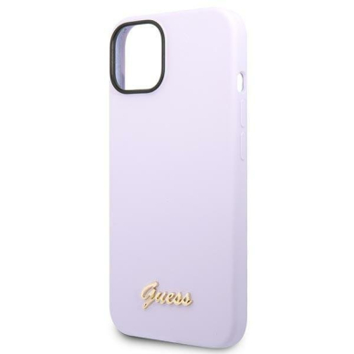 Dėklas Guess Silicone Vintage Gold Logo GUHCP14SSLSMU iPhone 14 Purpurinis 5