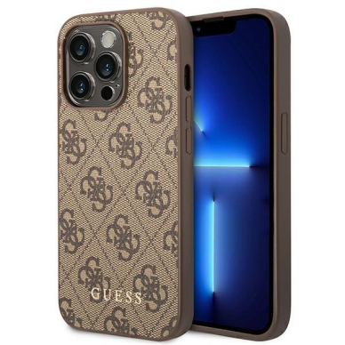 Dėklas Guess Metal Gold Logo GUHCP14XG4GFBR iPhone 14 Pro Max Rudas