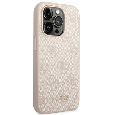 Dėklas Guess 4G Metal Gold Logo GUHCP14XG4GFPI iPhone 14 Pro Max Rožinis 7