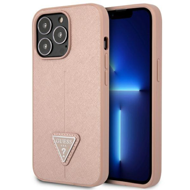 Dėklas Guess SaffianoTriangle Logo GUHCP14XPSATLP iPhone 14 Pro Max Rožinis