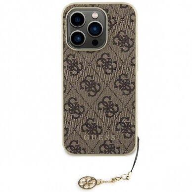 Originalus dėklas Guess GUHCP15LGF4GBR iPhone 15 Pro 6.1  Rudas/Rudas hardcase 4G Charms Collection 2