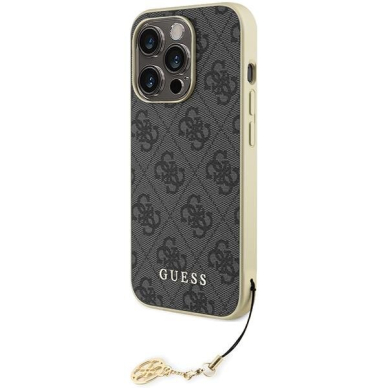 Originalus dėklas Guess GUHCP15LGF4GGR iPhone 15 Pro 6.1  pilkos spalvos/pilkos spalvos hardcase 4G Charms Collection 1