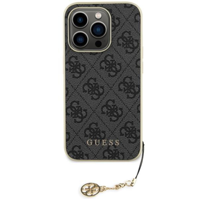 Originalus dėklas Guess GUHCP15LGF4GGR iPhone 15 Pro 6.1  pilkos spalvos/pilkos spalvos hardcase 4G Charms Collection 2