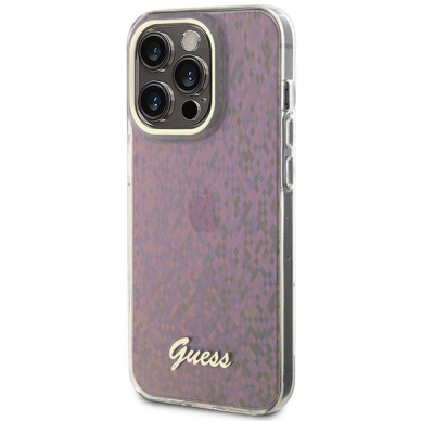 Originalus dėklas Guess GUHCP15LHDECMP iPhone 15 Pro 6.1  rožinis/rožinis hardcase IML Faceted Mirror Disco Iridescent 1