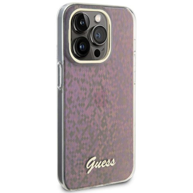 Originalus dėklas Guess GUHCP15LHDECMP iPhone 15 Pro 6.1  rožinis/rožinis hardcase IML Faceted Mirror Disco Iridescent 3