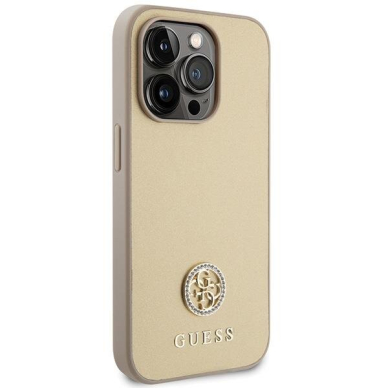 Originalus dėklas Guess GUHCP15LPS4DGPD iPhone 15 Pro 6.1  gold/gold hardcase Strass Metal Logo 3