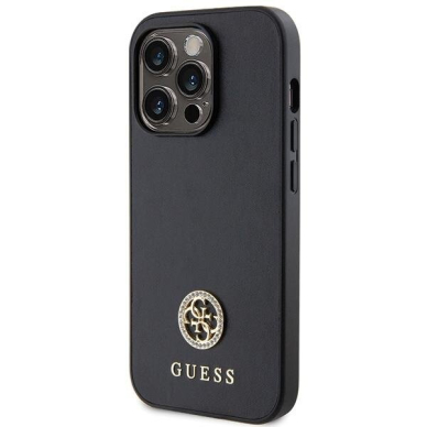 Originalus dėklas Guess GUHCP15LPS4DGPK iPhone 15 Pro 6.1  Juodas hardcase Strass Metal Logo 1