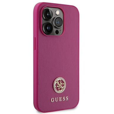 Originalus dėklas Guess GUHCP15LPS4DGPP iPhone 15 Pro 6.1  rožinis/rožinis hardcase Strass Metal Logo 3