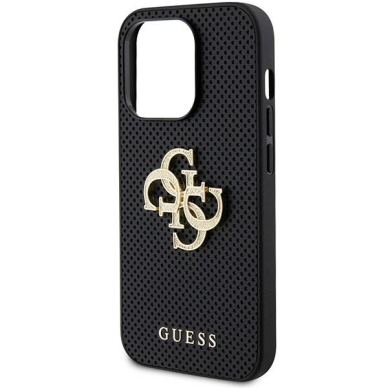 Originalus dėklas Guess GUHCP15LPSP4LGK iPhone 15 Pro 6.1  Juodas hardcase Leather Perforated 4G Glitter Logo 5