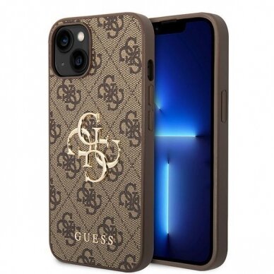 Originalus dėklas Guess GUHCP15M4GMGBR iPhone 15 Plus 6.7  Rudas/Rudas hardcase 4G Big Metal Logo