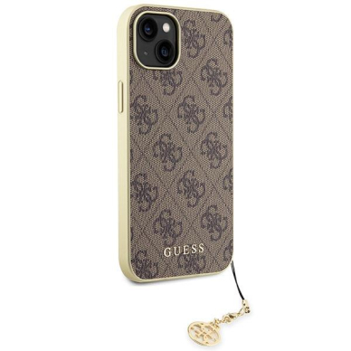 Originalus dėklas Guess GUHCP15MGF4GBR iPhone 15 Plus 6.7  Rudas/Rudas hardcase 4G Charms Collection 3