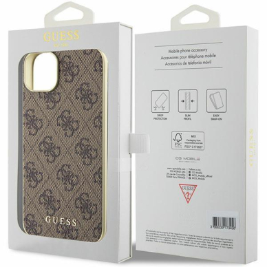 Originalus dėklas Guess GUHCP15MGF4GBR iPhone 15 Plus 6.7  Rudas/Rudas hardcase 4G Charms Collection 7